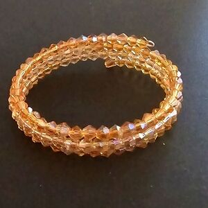 SWAROVSKI BEADED  MEMORY TRIPLE STRAND 1 SIZE IN STYLE NOW BANGLE BRACELET